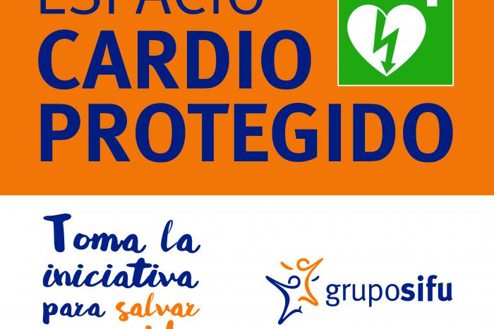 Cartel para señalizar un espacio cardioprotegido